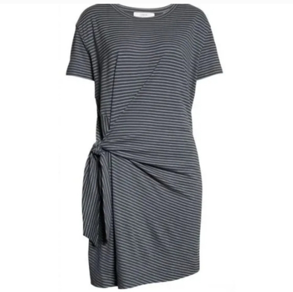 Vince | Striped Tie Waist Cotton T Shirt Dress Size Xs - Picture 13 of 13
